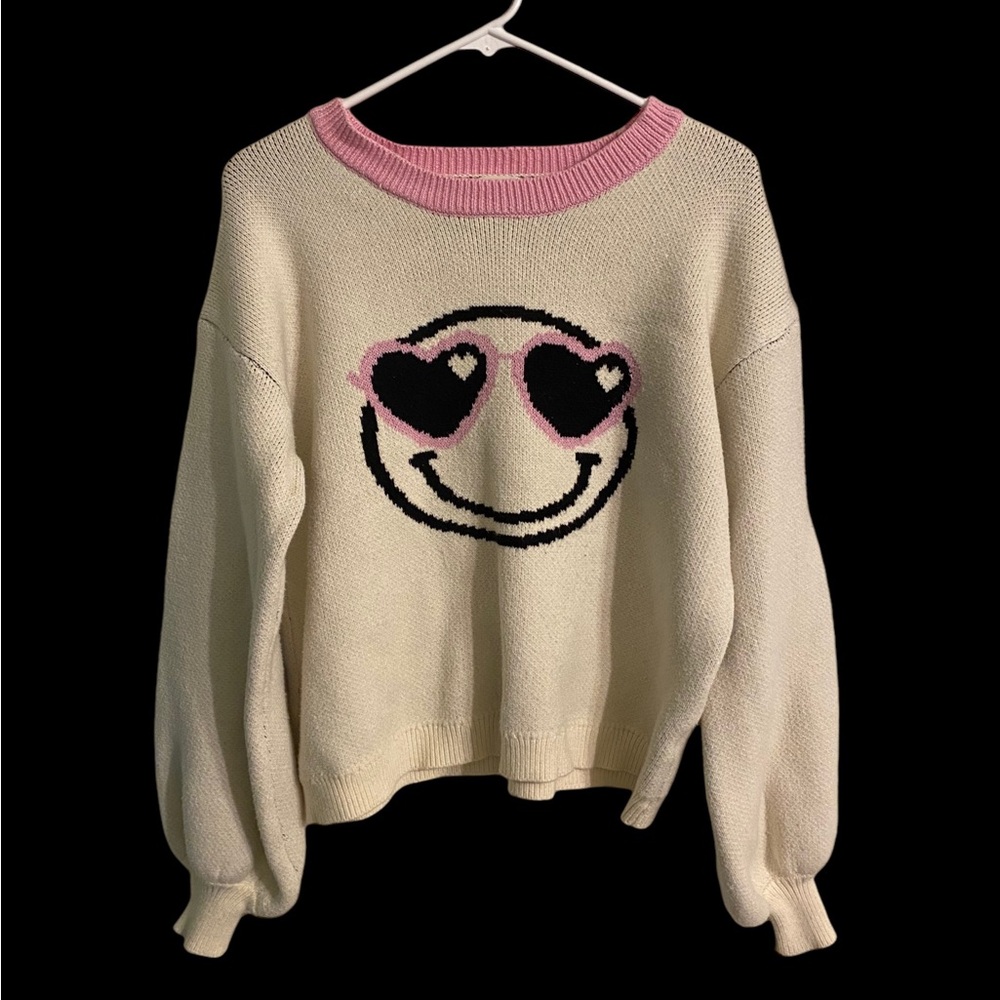 Dee Elly women’s emoji themed sweater, size medium